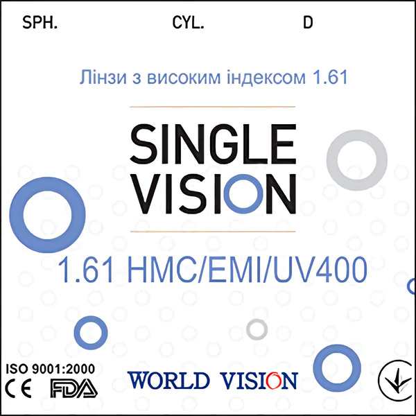 Vision з індексом 1,61 HMC+EMI+UV400